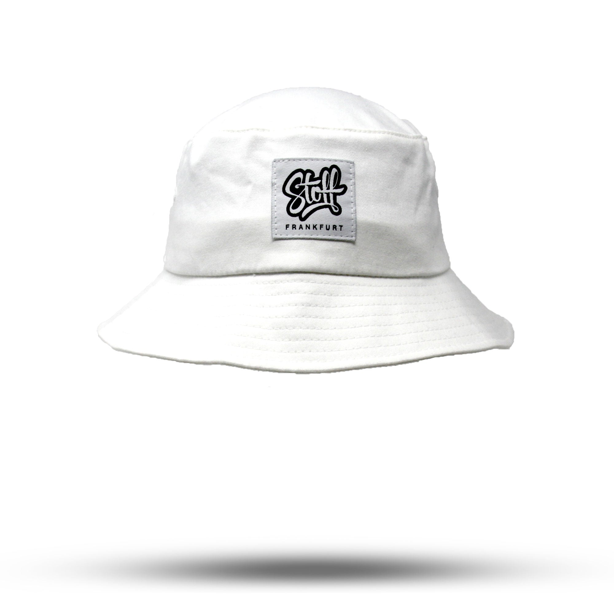 Bucket Hat mit Stoff aus Frankfurt Logo in weiß
